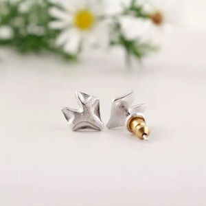 Cute Silver Plated Fox Stud Earrings Brand New